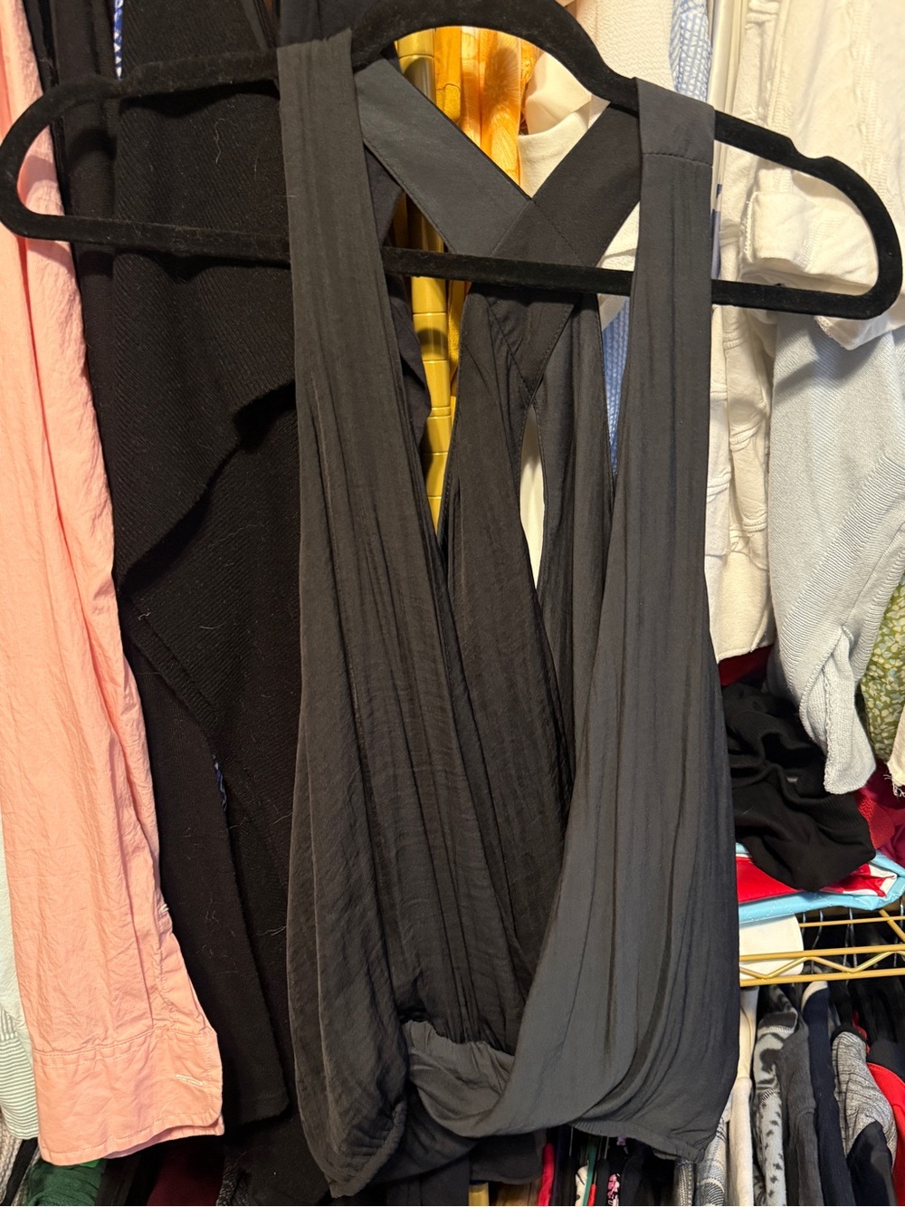 silence + noise Black Draped Crossover Tank Top